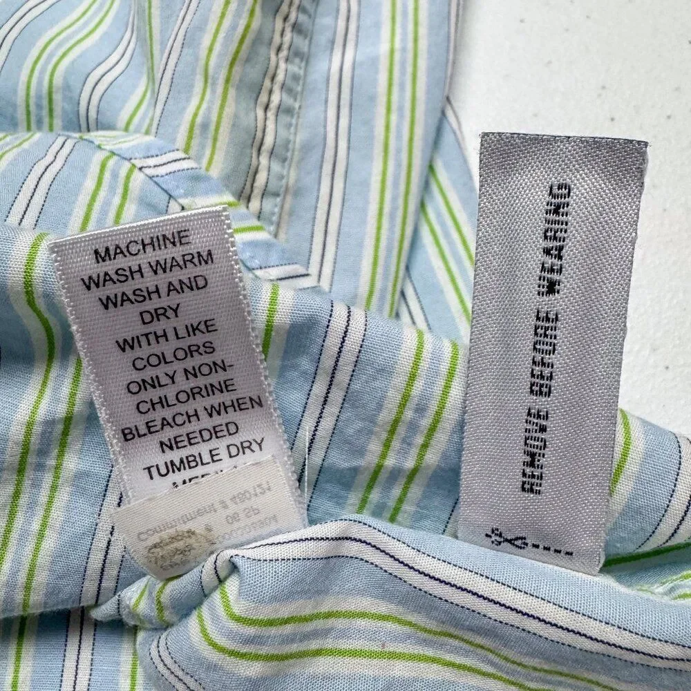 Banana Republic Shirt Mens 15 15.5 Blue White Stripe Shirt Business Casual Prepp